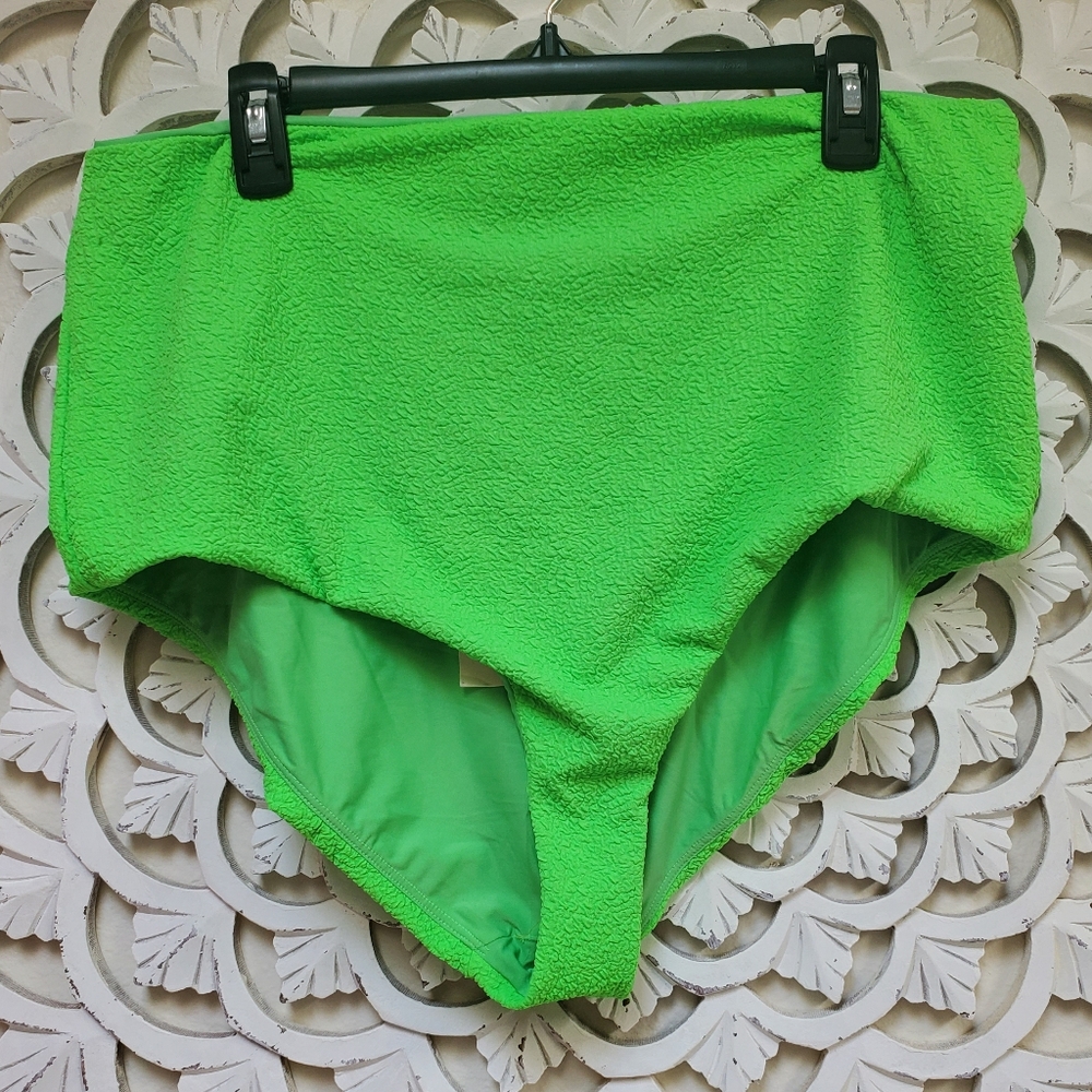 Mara Hoffman High Waist Bikini Bottom NWT Lydia In Lime 3X
